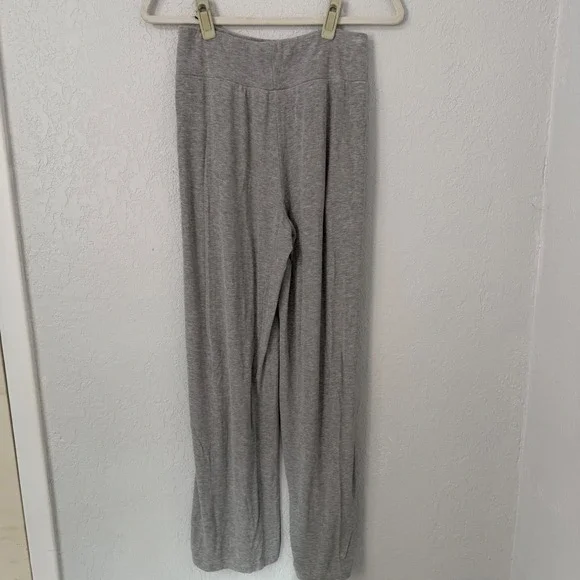 Cozy Earth Womens Heather Gray Ribbed Knit Wide Leg Lounge Pants Size M - Picture 4 of 5